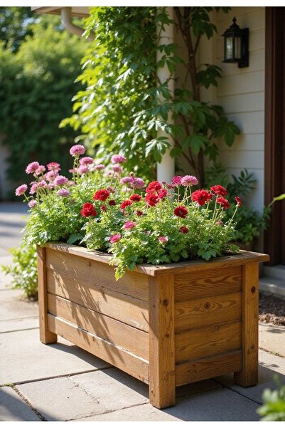 worldofwood Ahşap Saksı Saksılık Büyük Boy Saksı 34x68x40 Cm