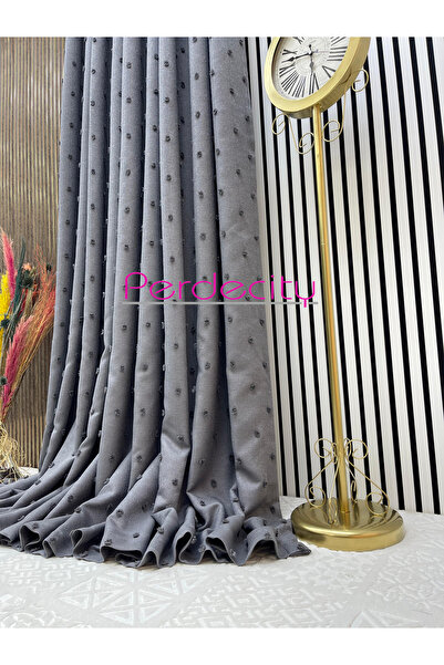 PERDECITY Bohemian Style Linen Pompom Gray Background Curtain Does Not Need Ironing 1/3 Dense Pleats Suitable for Any Room.