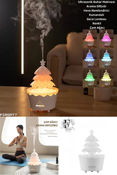 Fırsat7 Ultrasonik Çam Ağacı Hava Nemlendirici 250ML Aroma Difüzör 7 Ledli Bu...