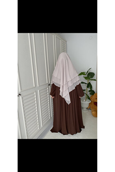 Hijab Φόρεμα Ayrobin 3 στρώσεων κοντό σουφλέ χακμπούρα αμπάγια χιμάρ