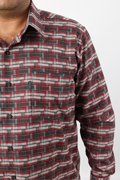 TOUSUS Plus Size Black-Grey Plaid Wool Flannel Men's Shirt (Btl-7109-Tss)