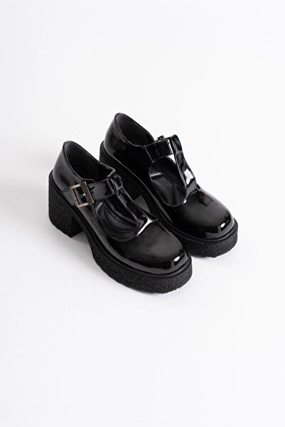 TB Terzi Bey Mathilda Women's Black Patent Leather Casual Shoes