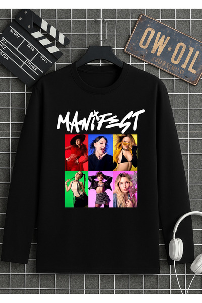 RYO FASHİON MANİFEST GRUP ÖZEL TASARIM %100 PAMUK UZUN KOLLU SİYAH UNİSEX TİŞÖRT