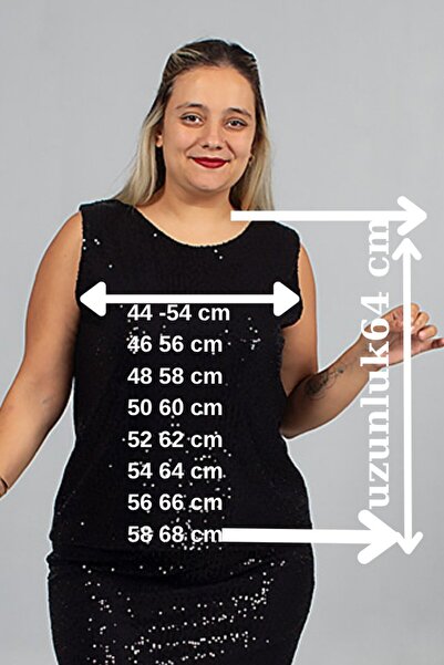 Truva XXL Plus Size Sequin Lined Blouse Black Stylish and Sparkling