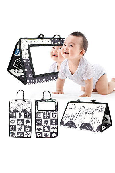 choice2 لعبة مرآة للأطفال حديثي الولادة باللونين الأبيض والأسود، وقت الاستلقا...