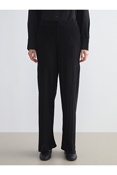 LC Waikiki LCW ECO Siyah Beli Lastikli Kadın Triko Pantolon W5EJ94Z8