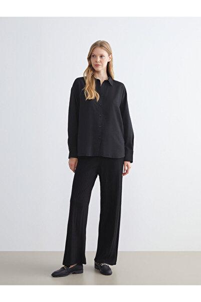 LC Waikiki LCW ECO Siyah Beli Lastikli Kadın Triko Pantolon W5EJ94Z8