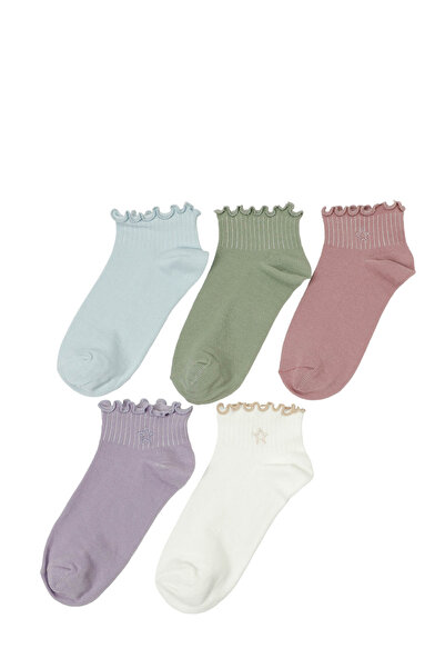 Polaris YILDIZ NKS 5 LI PTK-W 5PR Çok Renkli Kadın 5'li Patik Çorap