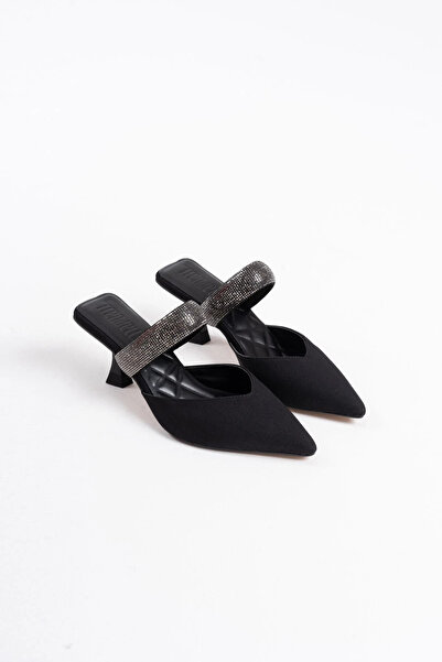 TB Terzi Bey Nina Heeled Black Women's Slippers
