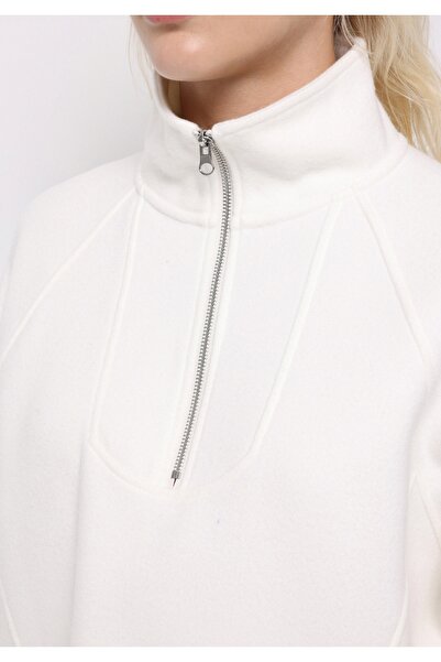 Colin's Relax Fit Fermuarlı Düz Kadın Ekru Sweatshirt