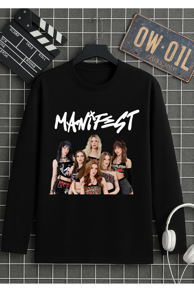 RYO FASHİON MANİFEST GRUP ÖZEL TASARIM %100 PAMUK UZUN KOLLU SİYAH UNİSEX TİŞÖRT