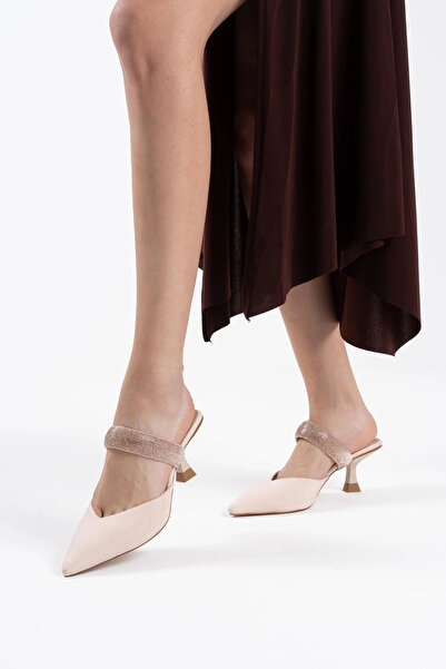 TB Terzi Bey Nina Heeled Beige Women's Slippers