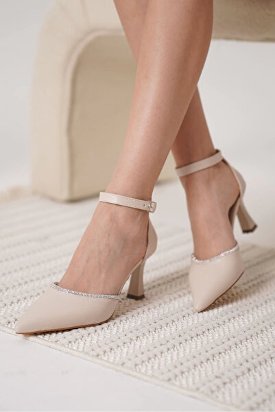 TB Terzi Bey Darla Stone Women's Beige Heeled Shoes