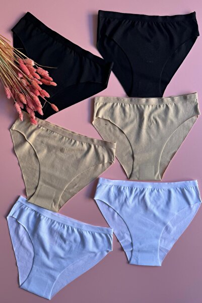 VicTroy Лазерне різання 6 шт. | Безшовні бавовняні трикутні трусики для жінок, що не залишають слідів 50E27