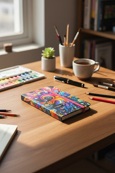 caps office 2 Pieces Peacock Themed 80 Sheets A6 Lined Notebook - Notepad