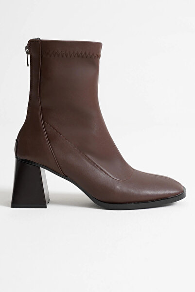 Genel Markalar Acı Kahve Kalın Topuklu Streç Bot TR08MK01C