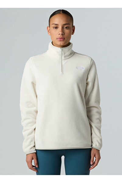 THE NORTH FACE Nf0A8D2Jqli1-W Glacier Zip Jacket Cream Zippered Collar Standard Plain Women's Sweatshirt
