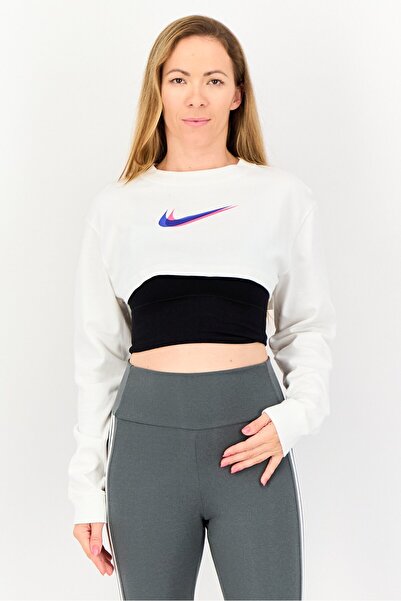 Nike Women Loose Fit Long Sleeve Outdoor Crop T-shirt, White