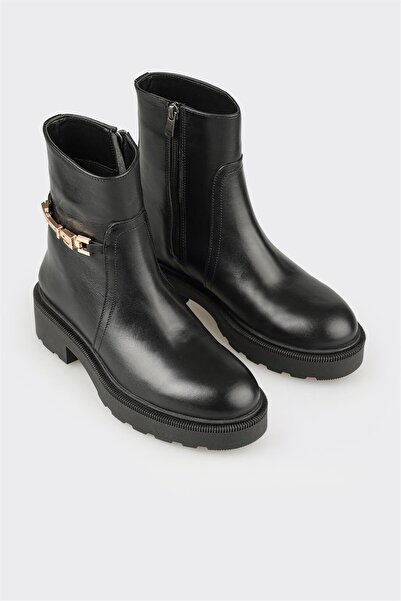 Elle Shoes Siyah Deri Kadın Günlük Bot