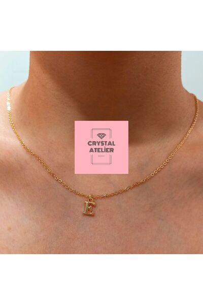 Crystal Atelier Minimal Harf Kolye 925 Ayar Gümüş E Gold – Gümüş Altın Kişiye...