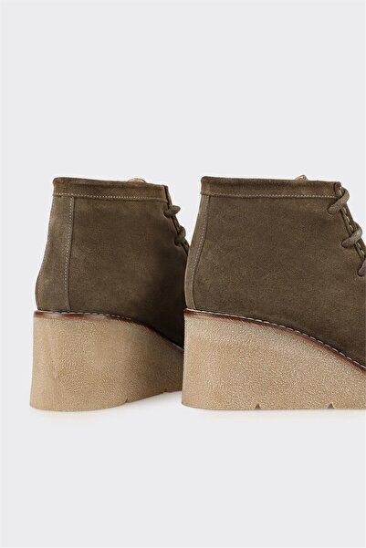 Elle Shoes Haki Deri Kadın Klasik Bot