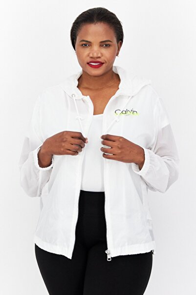 Calvin Klein Jeans Women Brand Logo Windbreaker Jacket, White