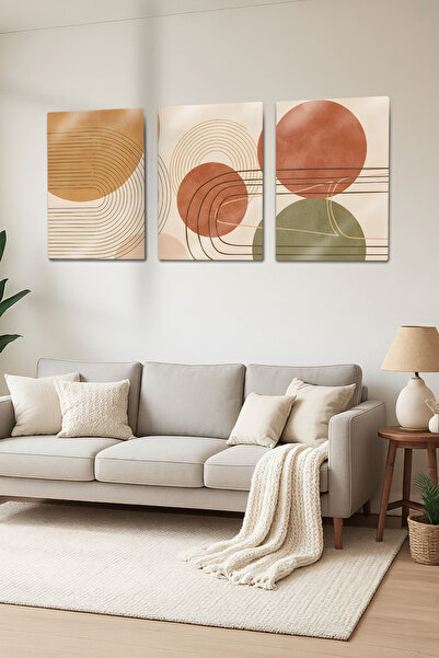 DekorHane Μεταλλική εκτύπωση - Σετ ζωγραφικής 3 τεμαχίων, μοντέρνα αφηρημένη ...