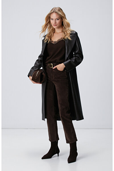 Network Kahverengi Dantel Detaylı Triko Atlet