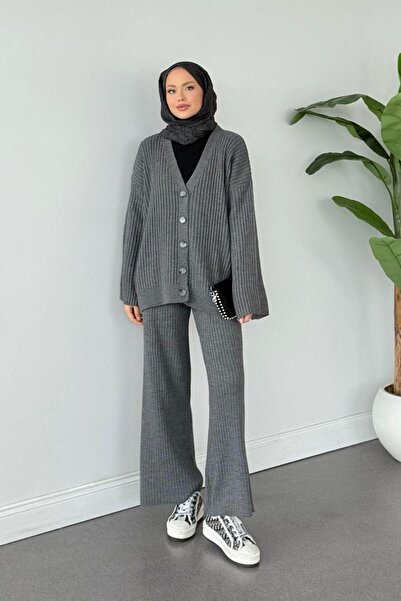 Şulemoda Giyim Galata κοτλέ Σετ Μπουφάν Καπνιστό