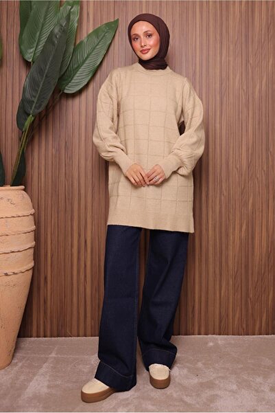 TRENDTESETTÜR Women's Beige Knit Tunic t 2107