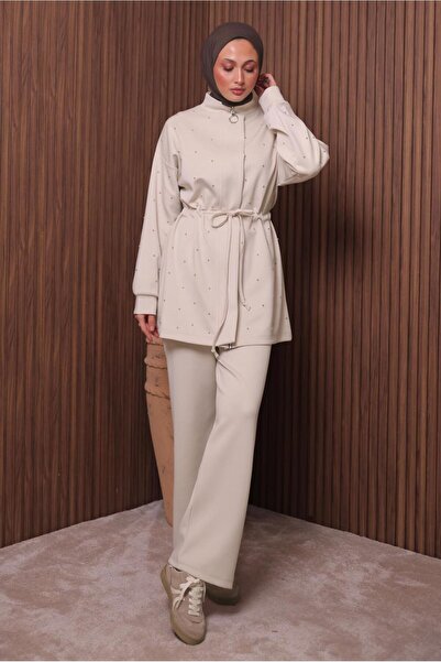 TRENDTESETTÜR Women's Beige (Stone) Pants Suit t 3235