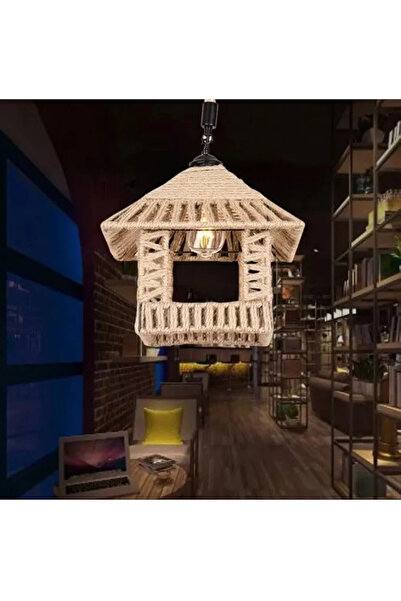 AFN A F N LIGHTING Hand-Woven Rope Pendant Light - Rustic Pavilion Hanging Lamp for Restaurant, Cafe, an