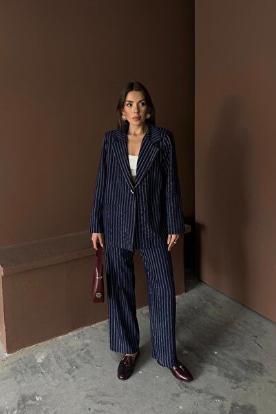 Kanonik Education Navy Blue Striped Jacket and Pants Set