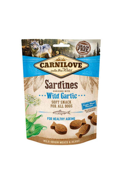 Carnilove سردين مدعم بالثوم البري، وجبة خفيفة ناعمة للكلاب، 200 غرام