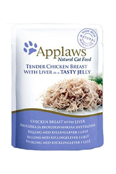 Applaws طعام القطط الرطب مع صدور الدجاج والكبد في الجيلي 70 جرام
