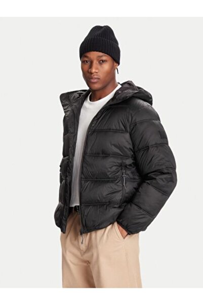 Tommy Hilfiger Ανδρικό πουπουλένιο παλτό Regular Fit με κουκούλα - Μαύρο