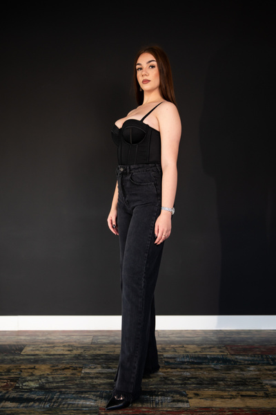 Eleganza fashion Blugi evazat cu talie înaltă pentru femei
