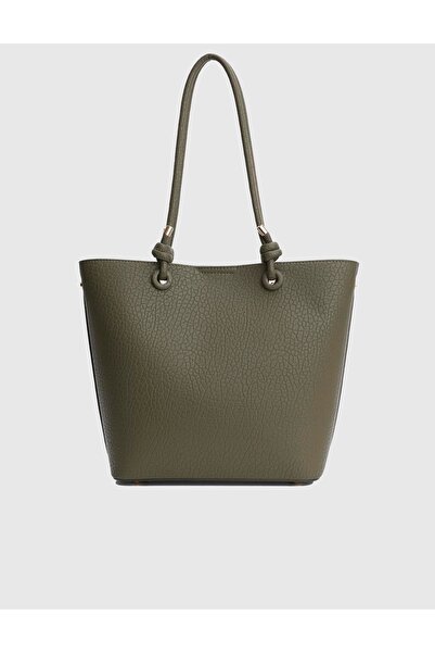 İLVİ Volten Hakiki Süet Deri Haki Kadın Omuz Çantası