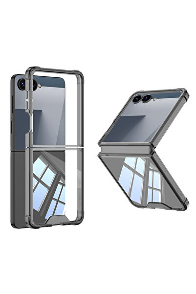 halkhouse Samsung Galaxy Z Flip 7 Kılıf Full Camlı Renkli Sert Silikon Kıpta ...