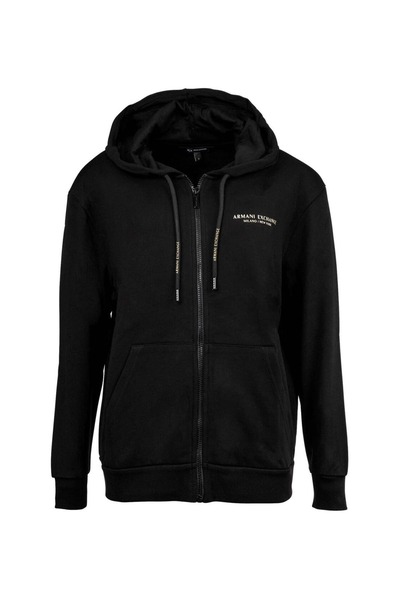 Armani Exchange Women's Regular Fit Zip-Up Hooded Sweatshirt - Black