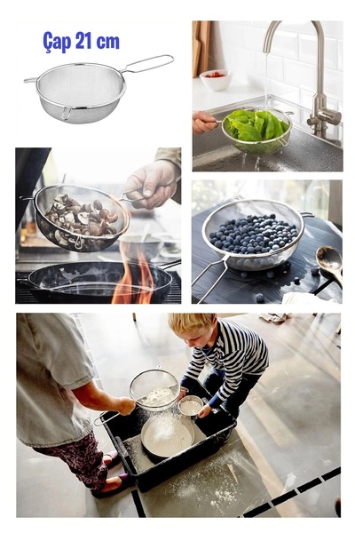 EZMK EV GEREÇLERİ Paslanmaz Çelik Tel Süzgeç 21 cm, Pratik Süzgeç 1 adet