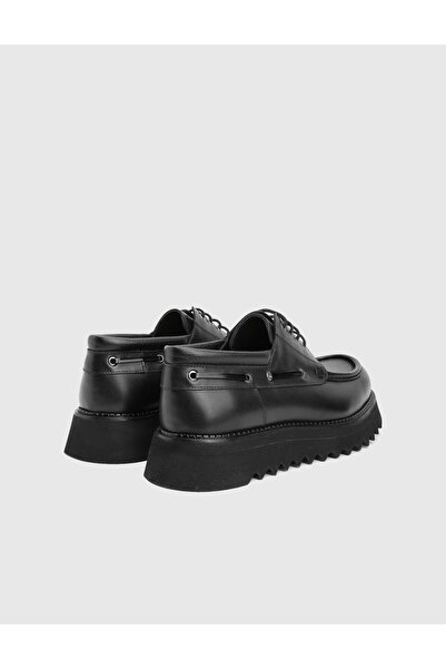 İLVİ Derik Hakiki Açma Geyik Deri Siyah Erkek Oxford Ayakkabı