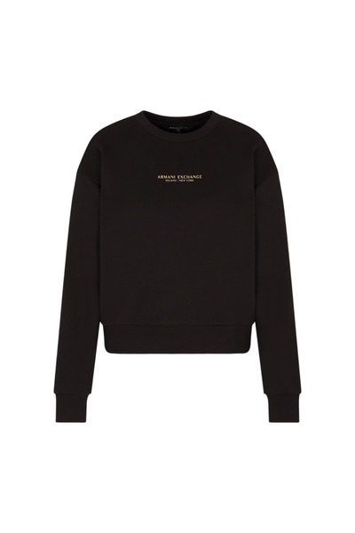 Armani Exchange Women's Regular Fit Gold Logo Sweatshirt - Black