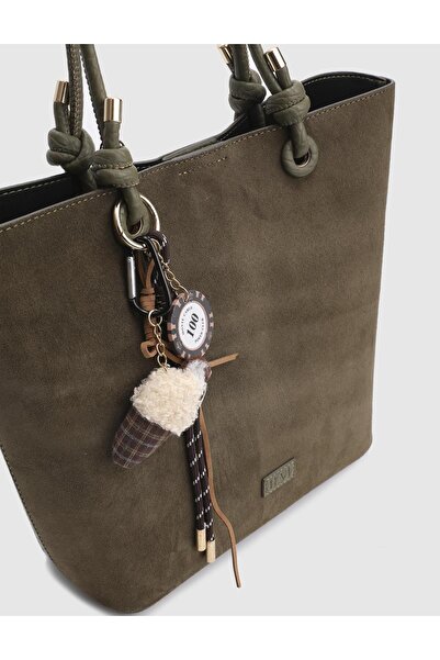 İLVİ Volten Genuine Suede Leather Khaki Women's Shoulder Bag