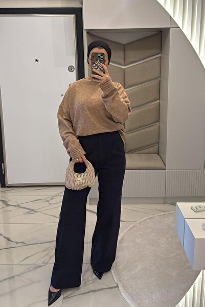 megapol giyim Kadın Siyah Palazzo Pantolon