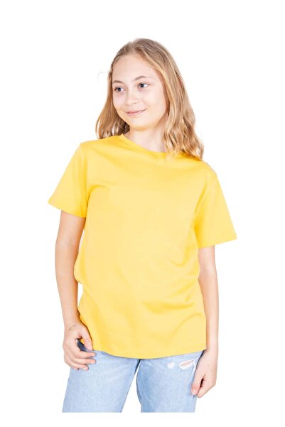 Ozmoz By Mukadder Özden Organic Yellow Basic Summer Girl's T-Shirt