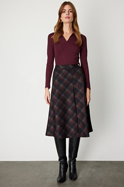 Ekol Plaid Midi Skirt