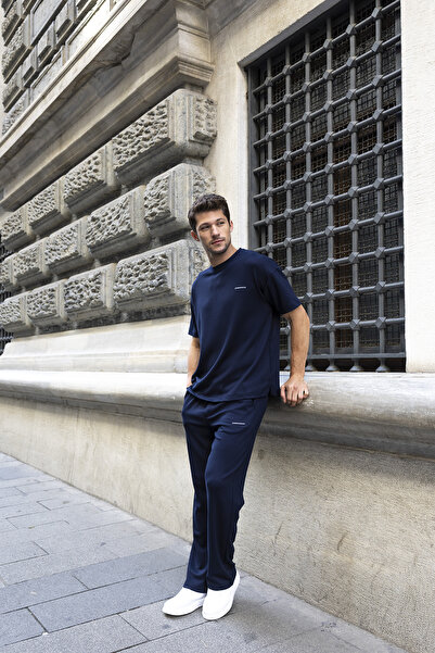 JB John Borners Ανδρικό κοντομάνικο σετ αθλητικής φόρμας με ελαστική μέση σε μπλε ναυτικό - 25Y 7852