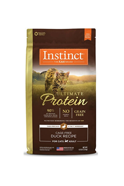 INSTINCT طعام القطط الجاف المثالي للقطط من نوع بطة بدون قفص، وزن 4 أرطال