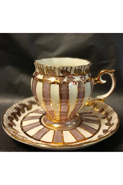 BY.RAYKA PORSELEN El Dekor Pervi̇z Porcelain Hand Painted 6 Piece Cup Set